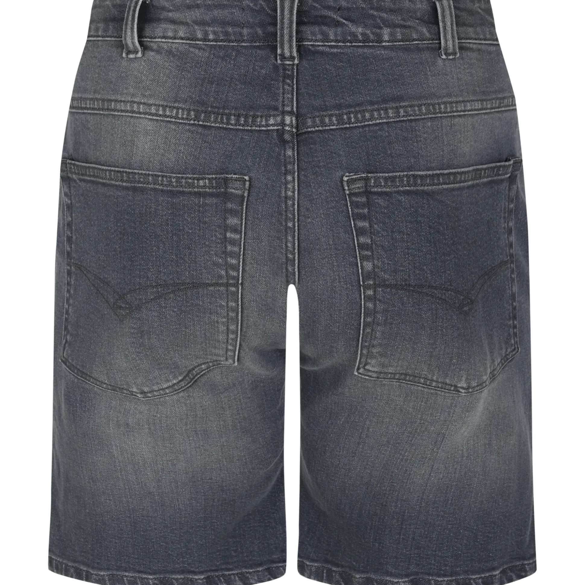 Bigdude Stretch Denim Shorts With Whiskers Grey Wash