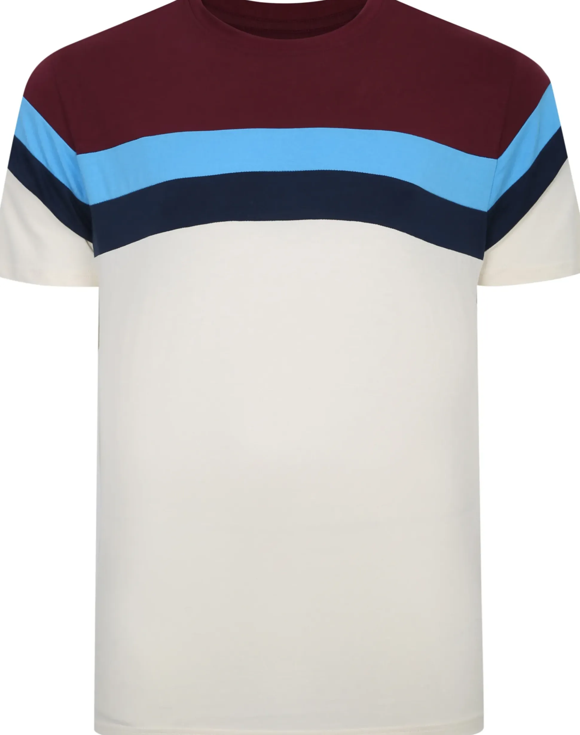 Bigdude Striped Colour Block T-Shirt Burgundy