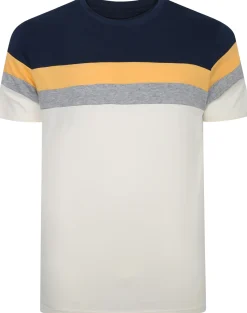 Bigdude Striped Colour Block T-Shirt Navy Tall