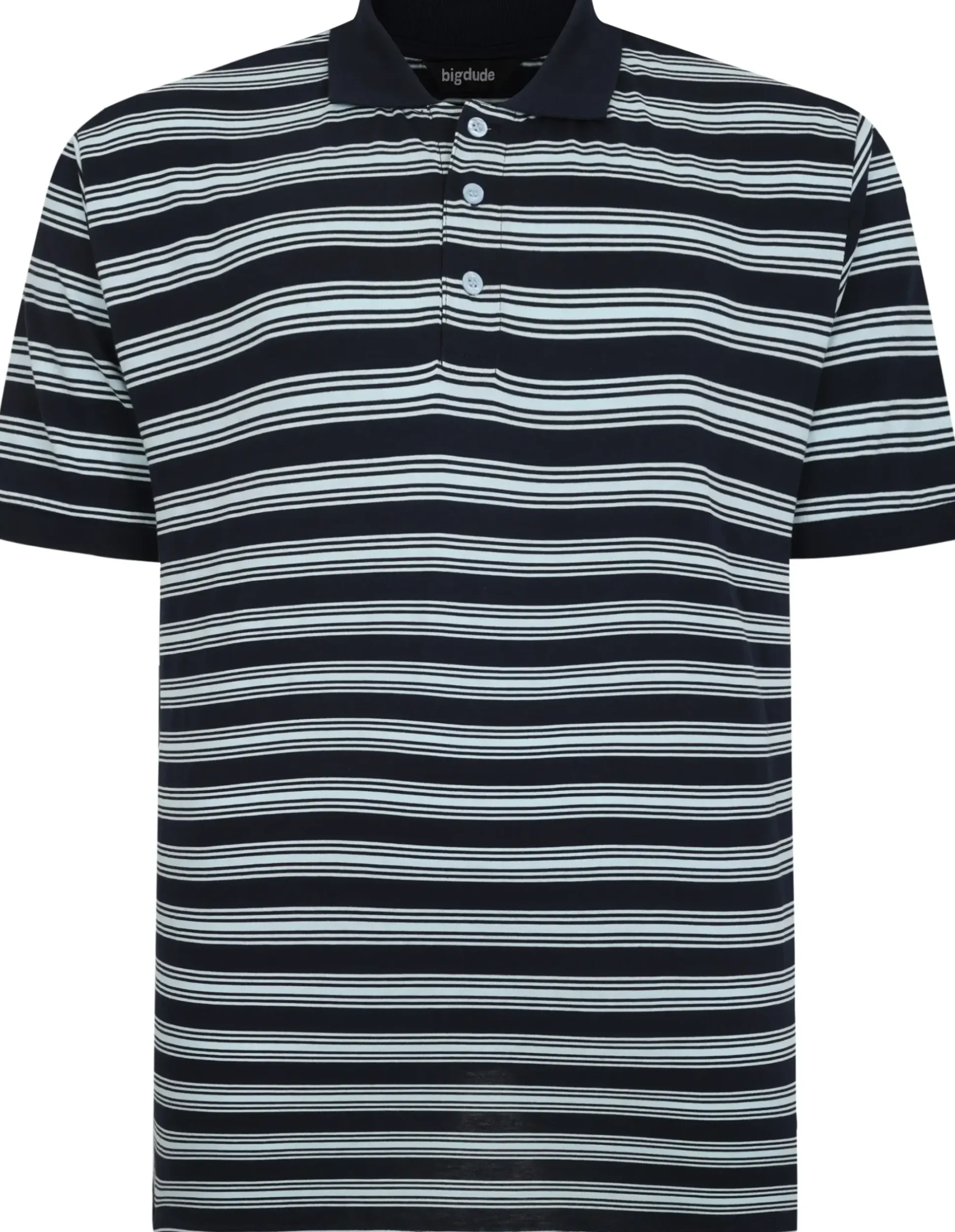 Bigdude Striped Jersey Polo Navy Tall