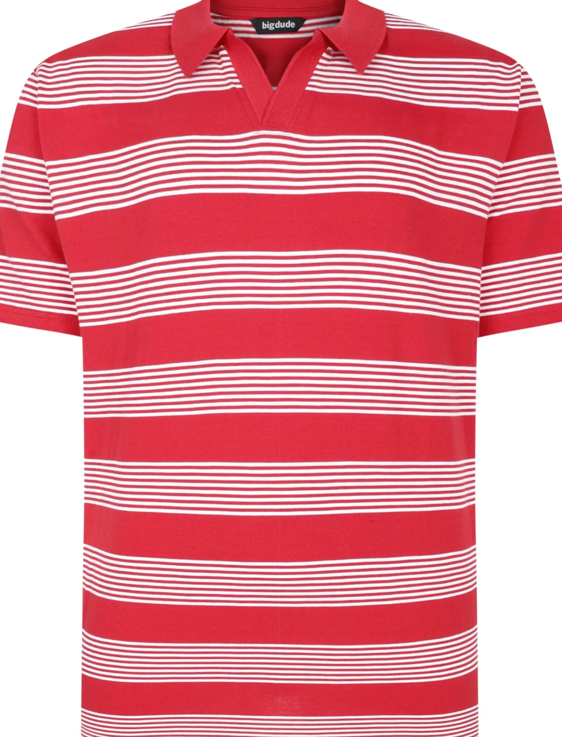 Bigdude Striped Relaxed Collar Polo Pepper Red/White
