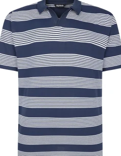 Bigdude Striped Relaxed Collar Polo Navy/White