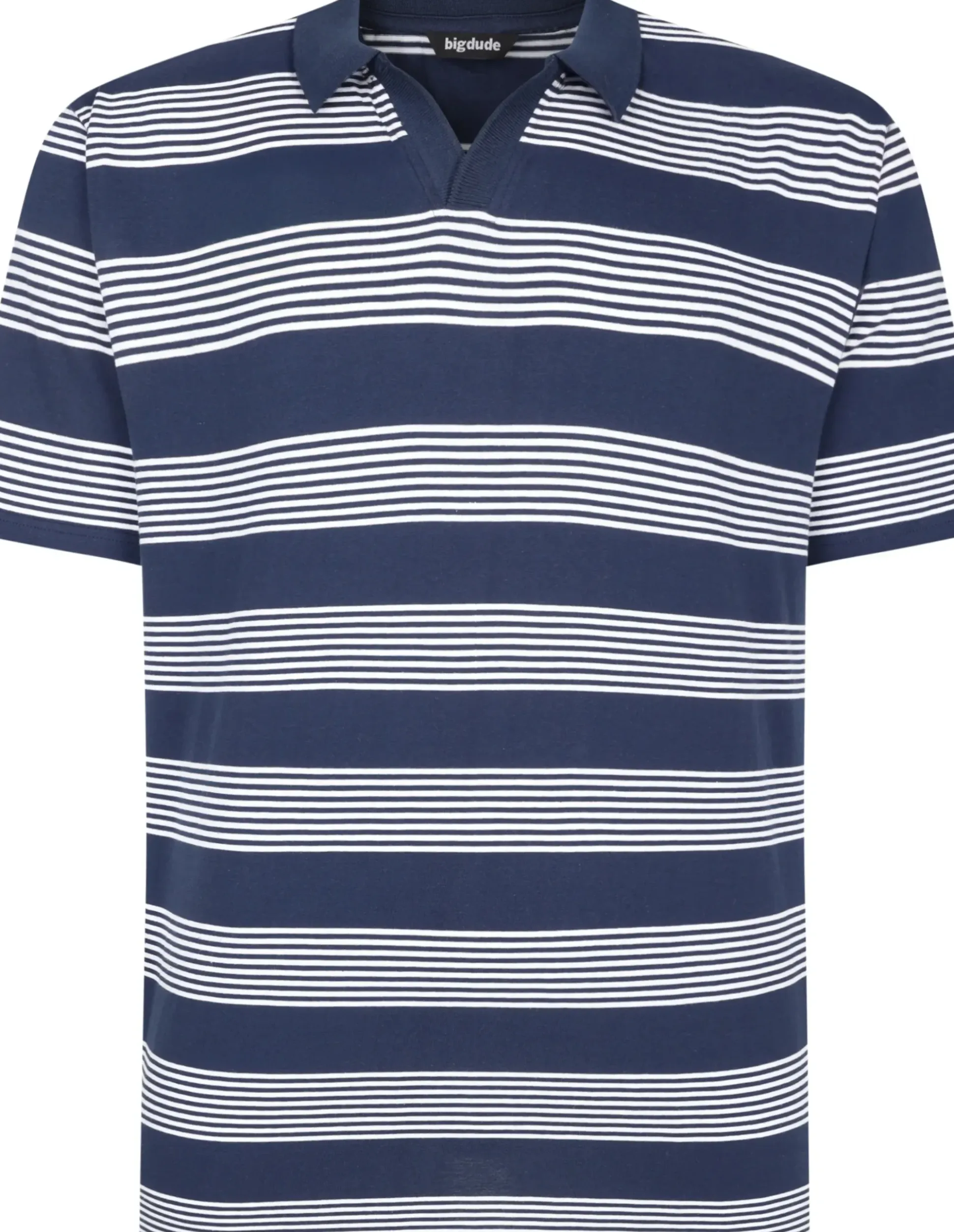 Bigdude Striped Relaxed Collar Polo Navy/White