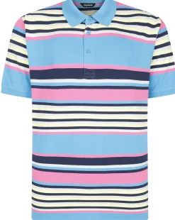 Bigdude Summer Stripe Polo Bright Blue