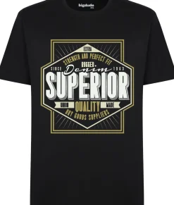 Bigdude Superior Print T-Shirt Black Tall