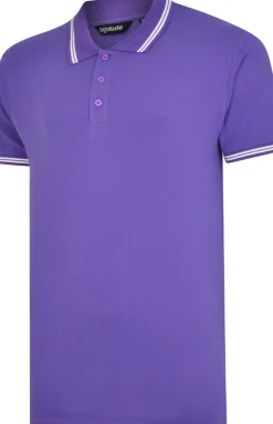 Bigdude Tipped Polo Shirt Purple
