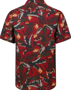 Bigdude Tropical Trees Viscose Relaxed Collar Shirt Pepper Red