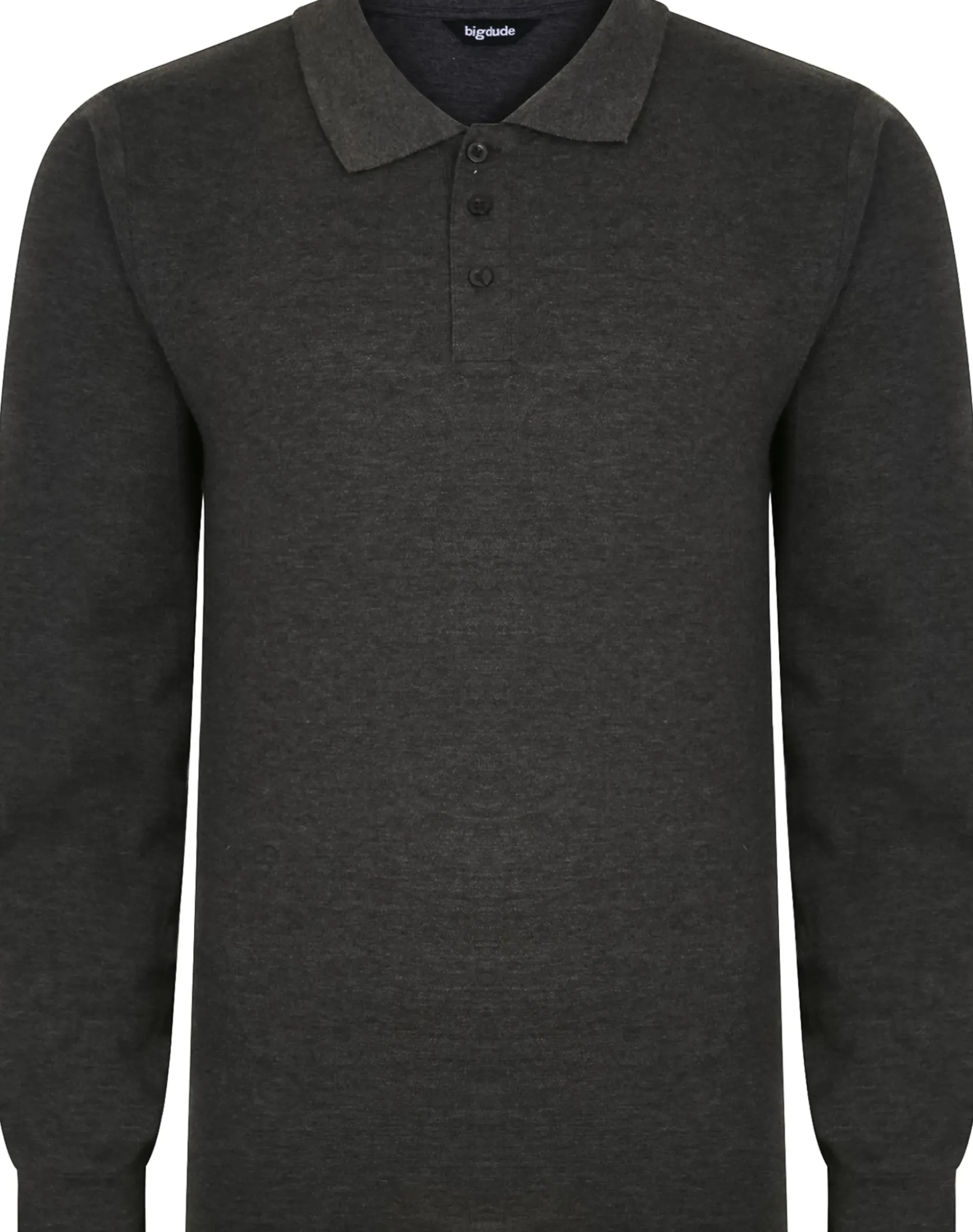 Bigdude Twin Pack Long Sleeve Polos Black/Charcoal Tall