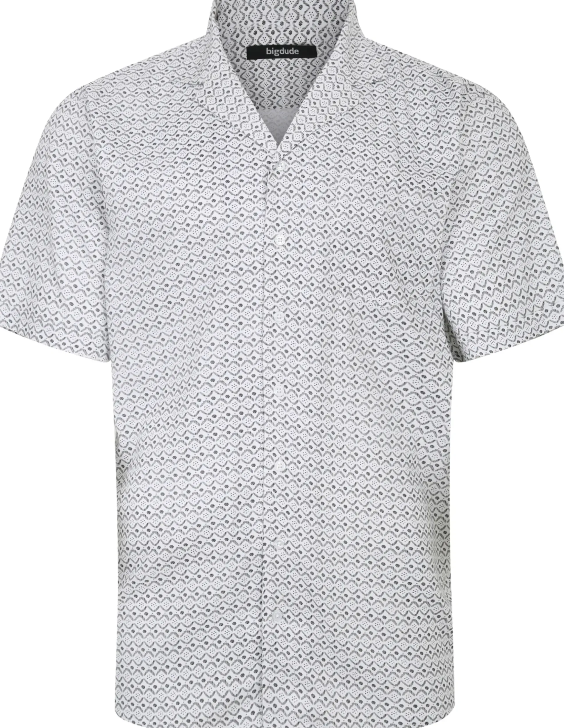 Bigdude Waves Viscose Relaxed Collar Shirt White