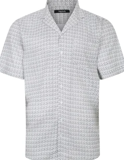 Bigdude Waves Viscose Relaxed Collar Shirt White Tall