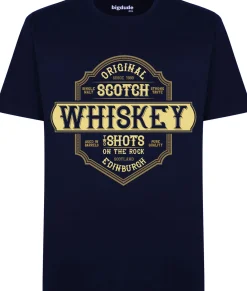 Bigdude Whiskey Print T-Shirt Navy Tall