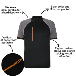 Bigdude Workwear Polo Shirt Black/Charcoal