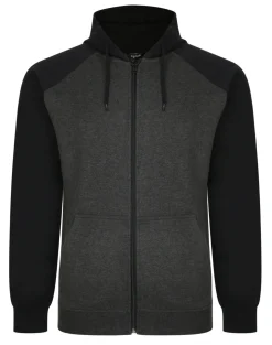Bigdude Zip Thru Raglan Sleeve Hoody Black/Charcoal