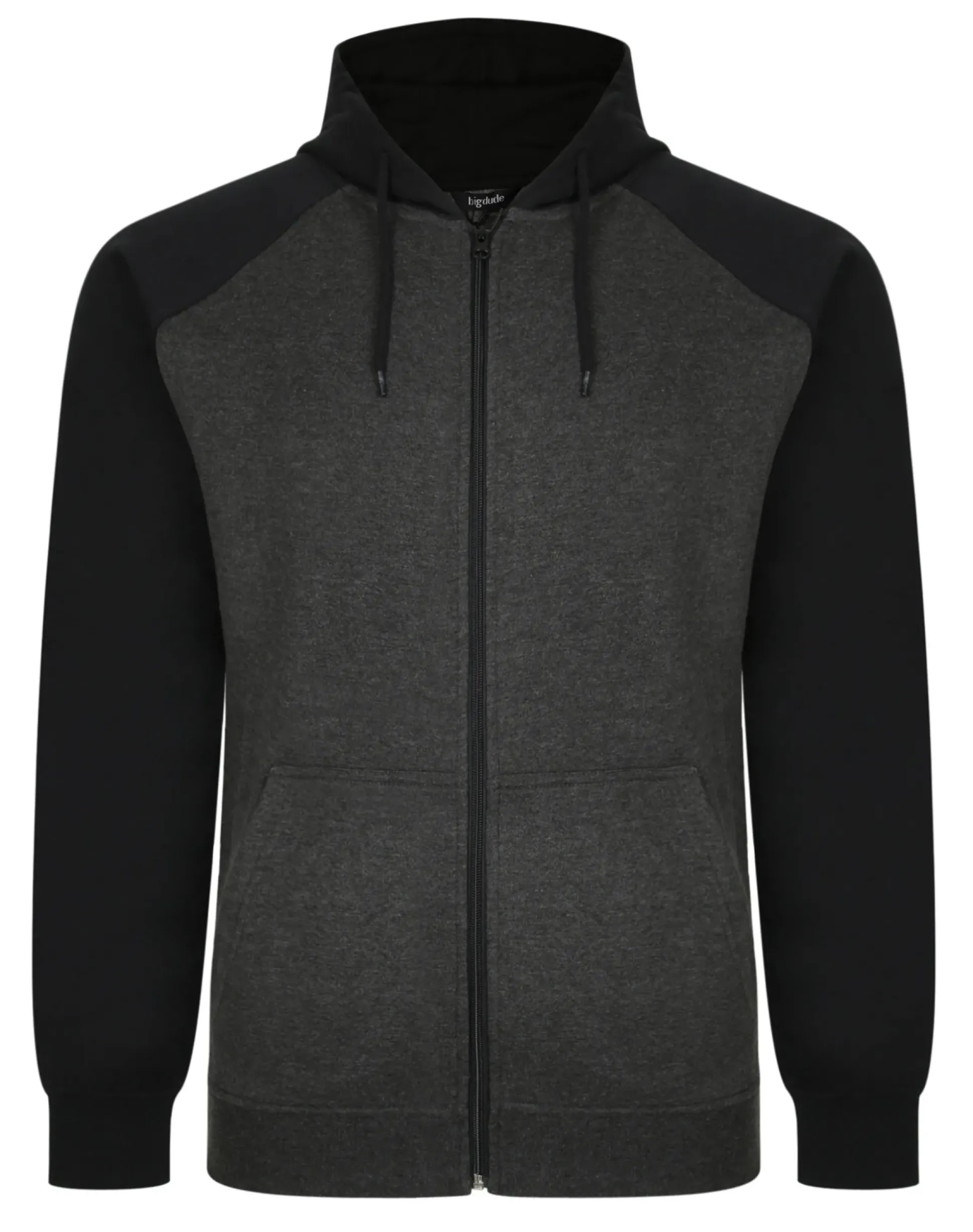Bigdude Zip Thru Raglan Sleeve Hoody Black/Charcoal