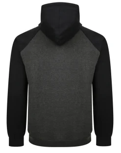 Bigdude Zip Thru Raglan Sleeve Hoody Black/Charcoal Tall
